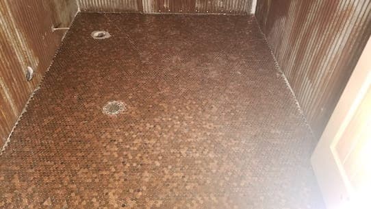 Floor Made Of 17 500 Pennies Turned Black